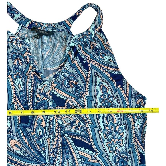 Y2K Banana Republic Paisley Dress Medium Blue Tank Knee Length Boho Cottage - Picture 9 of 9